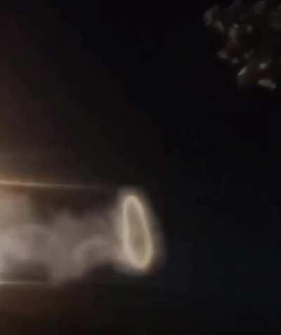 Cement mixer blows a smoke ring