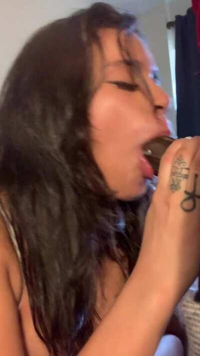 Sucking off a black cock