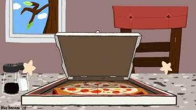 Pizza animation I've done in Clip Studio Paint for a food-themed animonthly activity