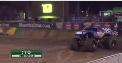 The first EVER front flip by a monster truck