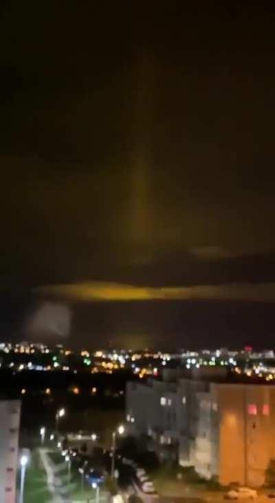 Unidentified lights in the Russian city of Belgorod on the border with Ukraine.