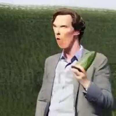 Benedict Cumberbatch eating a cucumber