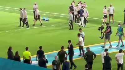 [VIDEO] Cristiano Ronaldo throwing his captains armband on the ground and then kicking it as he enters the tunnel after full-time in Portugal's match against Belgium.