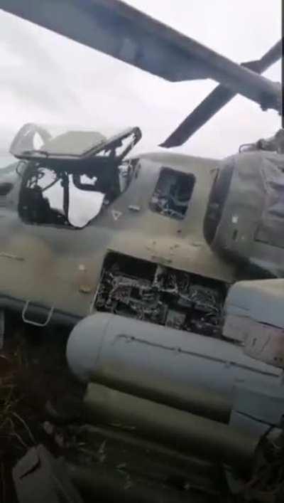 A Russian Ka-52 brought down by Ukrainian MANPAD. One pilot is reported dead. Ukraine now claims 7 Russian air assets shutdown.