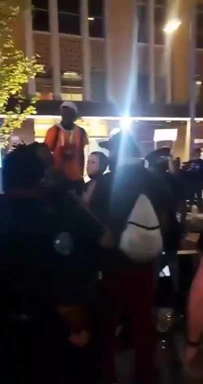 &quot;Protesters&quot; disrupt peaceful evening at a restaurant.