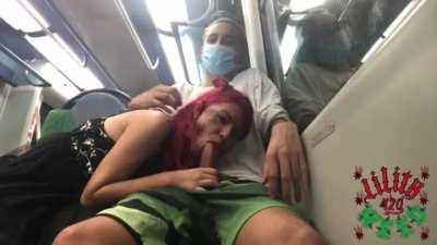 Blowjob on a subway