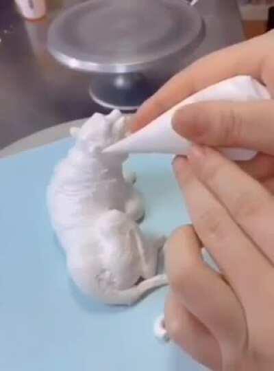 Tiger figurine made out of cream