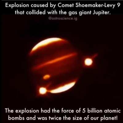 The comet's fragments collided with Jupiter Southern Hemisphere at a speed of approximately 60km per SECOND (37 mi/s)!