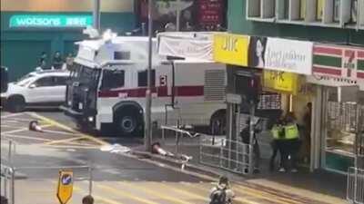 Multiple journalists shot to midair today in Hong Kong by water cannons