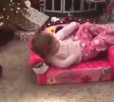 This little girl is so excited about her Minnie chair