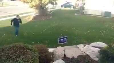 Try to steal your neighbor's Trump sign, find out too late it's electrified