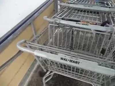 Camera man pees on shopping carts