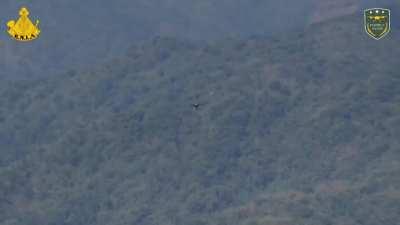 Federal Wings drone dropping 120mm homemade bombs on Myanmar Army outpost in Kayin State.