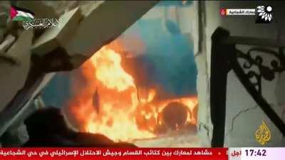 Al-Jazeera airs footage of Qassam fighters targeting Israeli tanks and APC's -- with aftermath