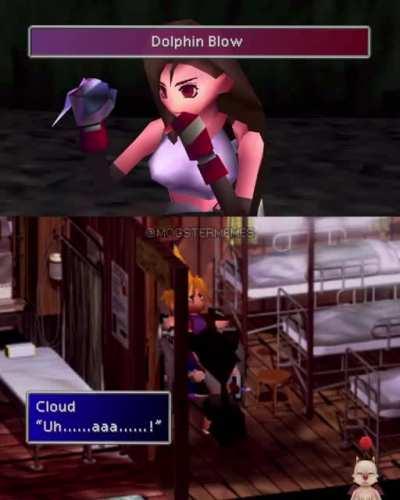 Tifa showing Cloud her limit breaks skills