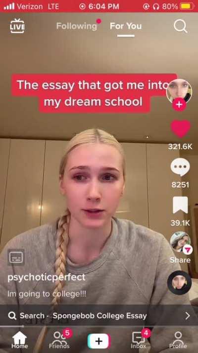 Girl is accepted to Harvard for essay on starting her period.