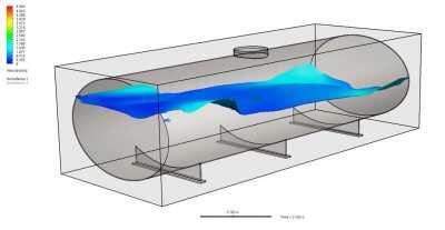 Free surface flow simulation inside tanker without baffle using Solidworks flow simulation