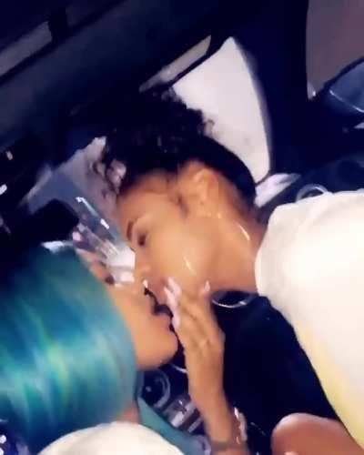 kissing in the car