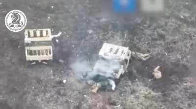 Ukrainian 47th Assault Brigade hits 2 Russian golf carts and their crews with cluster shells and FPV drones