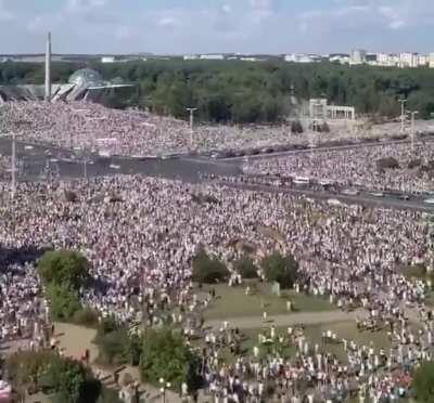 The Belarus Freedom March today is the largest gathering in Belarus history