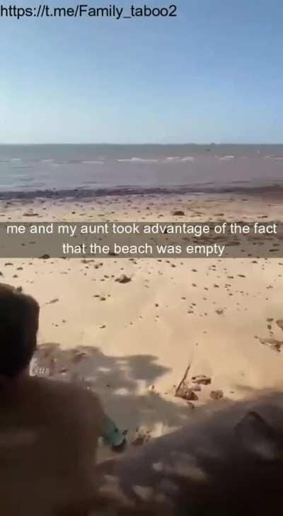 Empty beach with aunt