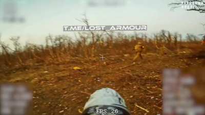 Fibre optical drone hunts down a lone Ukrainian soldier, location unknown. February 2025