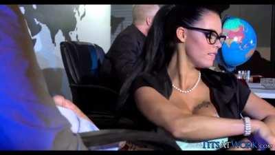 Peta Jensen serving a cock in the conference room