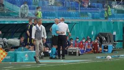 Swedens head coach Janne Andersson nutmegging polish staff during Poland vs Sweden. &quot;I'm very pleased with the nutmeg.&quot;