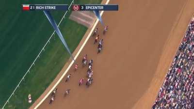 The overhead view of Rich Strike's comeback for the Kentucky Derby victory. A massive upset, Rich Strike entered the race at 80-1 odds.