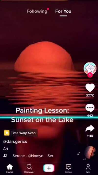 Painting lesson: Sunset on the lake.