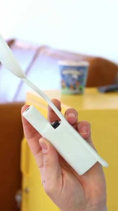 I design unnecessary products so I built the Sizzling Spoon to easily melt your ice cream.