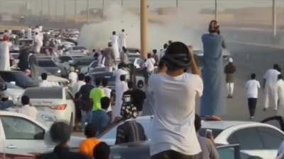 Parked vehicle saves spectators from out of control drifter