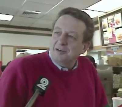 People in 1993 react to credit cards being accepted at a Burger King.