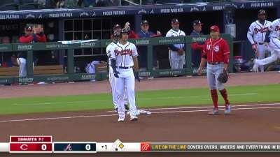 Matt Olson's first hit as a Brave.