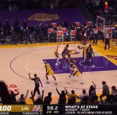 Lebron James drains 30ft shot to send Lakers to the playoffs