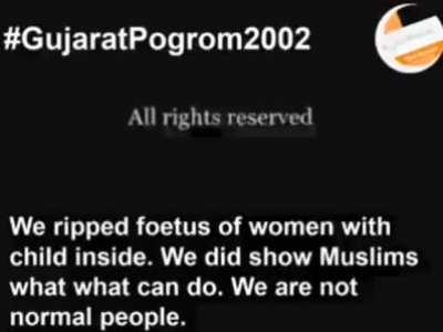 Babu Bajrangi who boasted about killing innocent
Muslims during 2002 Gujarat riots was freed of all
charges yesterday along with another BJP MLA by a
Gujarat court. What do you think about this guys? 