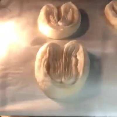 This is how puff pastry rises in the oven.