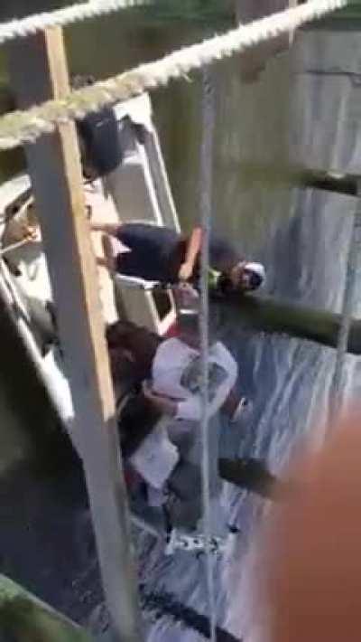 Dude flipping out because he was told to leave a private dock