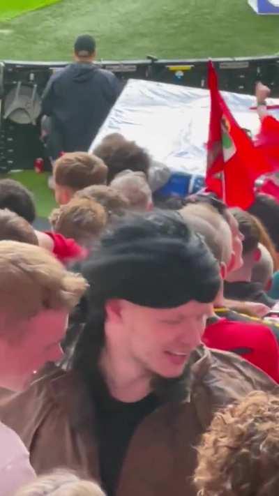 Aaron Ramsdale in fancy dress at the Championship Play-Off final between Leeds United &amp;amp; Southampton at Wembley today. 🕵️‍♂️