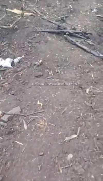 Russian soldier shows the death and destruction of their positions