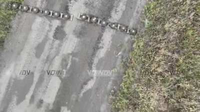 Compilation of Russian drones demining the road in Vuhledar area