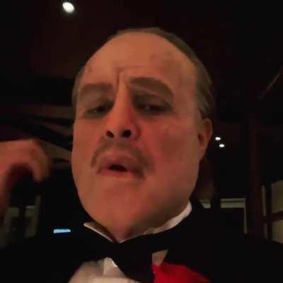 Singer The Weeknd’s look as Marlon Brando in the The Godfather