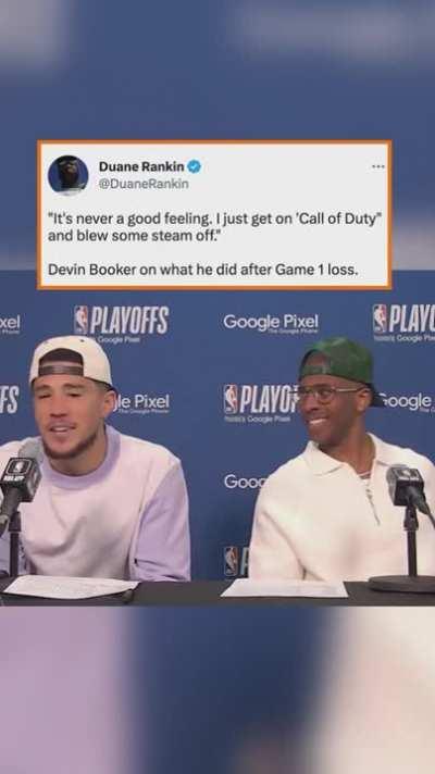 Devin Booker on game 1 loss: “I just get on Call of Duty and blow some steam off” CP3 (sounding like a dad): “I dont get it, all they do is play Call of Duty” 😂