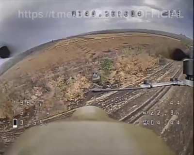 Two Russian FPV drones hit a Ukrainian, French donated, AMX-10RCR tank. Date and location unknown.