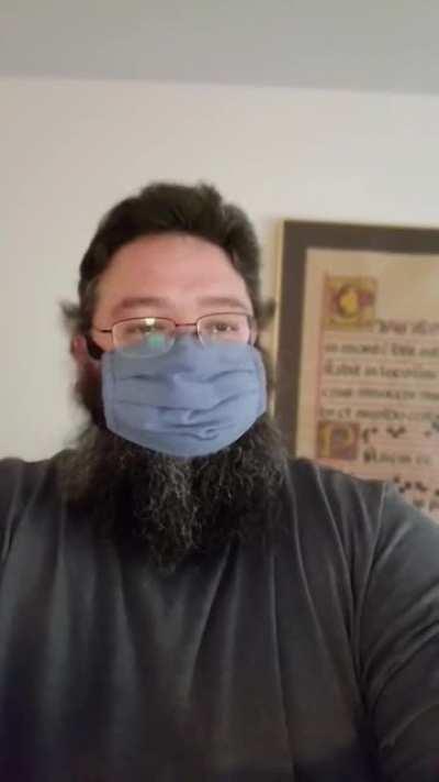 Covid beard mask that looks like a medieval shield! I hated how regular masks crimped my beard and made it look, so I made something much better!