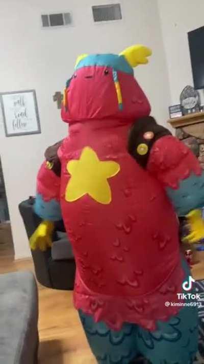 Fortnite costume gone wrong.