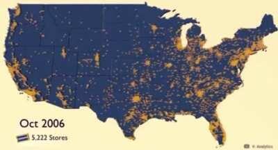 How Blockbuster's network spread and declined as online streaming gained momentum