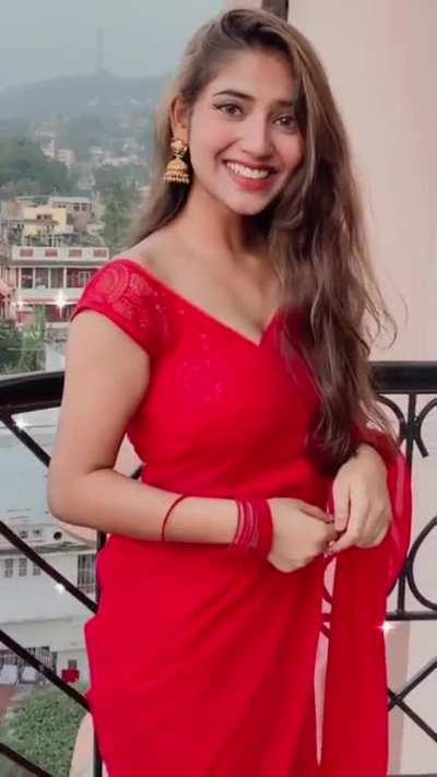 Angel rai in red saree