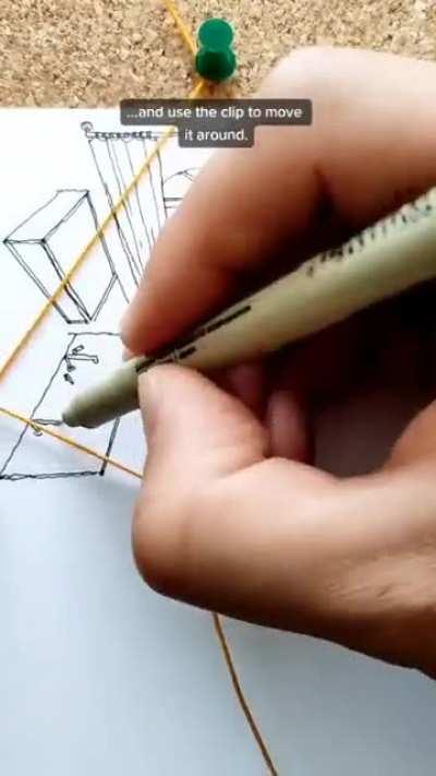 Drawing 2 point perspective with an elastic band