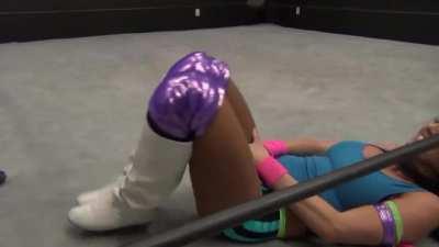 Santana Garrett kicked in the box and crotch stomped by Barbi Hayden